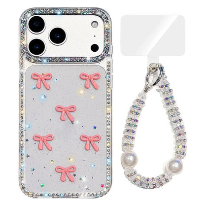 Sparkling IMD Colorful Bow Phone Case with Bracelet, For iPhone 17 Pro Max, For iPhone 17 Pro