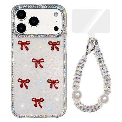Sparkling IMD Colorful Bow Phone Case with Bracelet, For iPhone 17 Pro Max, For iPhone 17 Pro