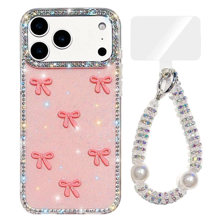 Sparkling IMD Colorful Bow Phone Case with Bracelet, For iPhone 17 Pro Max, For iPhone 17 Pro