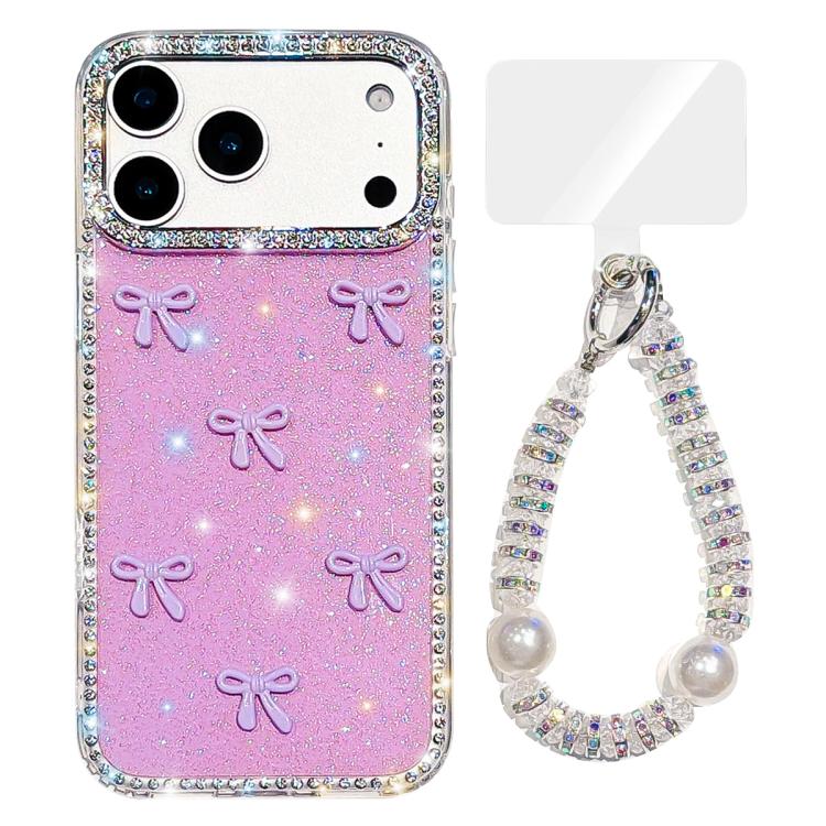 Sparkling IMD Colorful Bow Phone Case with Bracelet, For iPhone 17 Pro Max, For iPhone 17 Pro