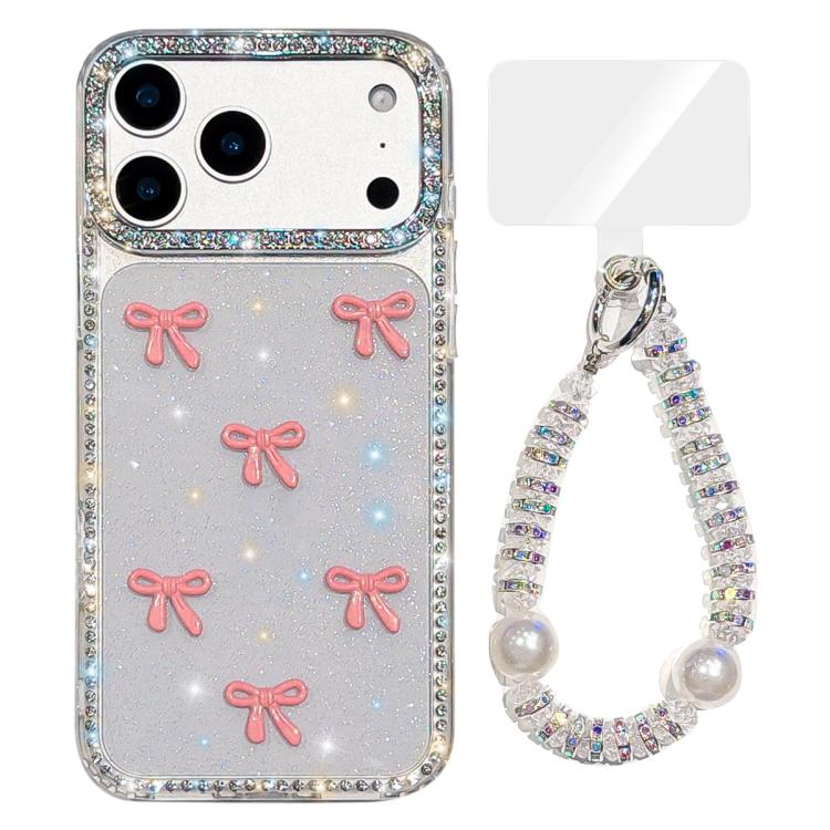 Sparkling IMD Colorful Bow Phone Case with Bracelet, For iPhone 17 Pro Max, For iPhone 17 Pro