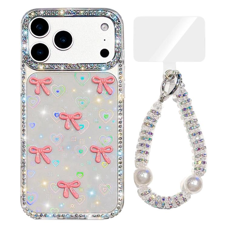 Sparkling IMD Colorful Bow Phone Case with Bracelet, For iPhone 17 Pro Max, For iPhone 17 Pro