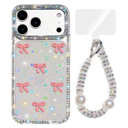 Sparkling IMD Colorful Bow Phone Case with Bracelet, For iPhone 17 Pro Max, For iPhone 17 Pro