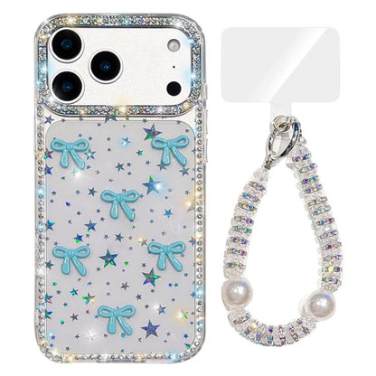 Sparkling IMD Colorful Bow Phone Case with Bracelet, For iPhone 17 Pro Max, For iPhone 17 Pro