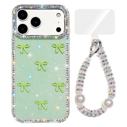 Sparkling IMD Colorful Bow Phone Case with Bracelet, For iPhone 17 Pro Max, For iPhone 17 Pro