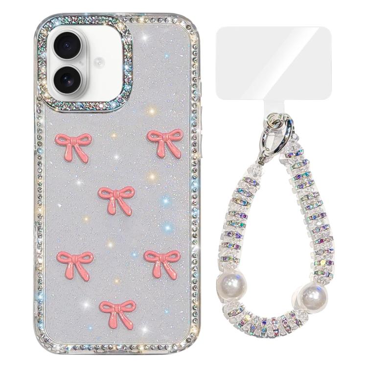 Sparkling IMD Colorful Bow Phone Case with Bracelet, For iPhone 17, For iPhone Air