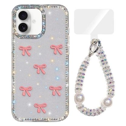 Sparkling IMD Colorful Bow Phone Case with Bracelet, For iPhone 17, For iPhone Air