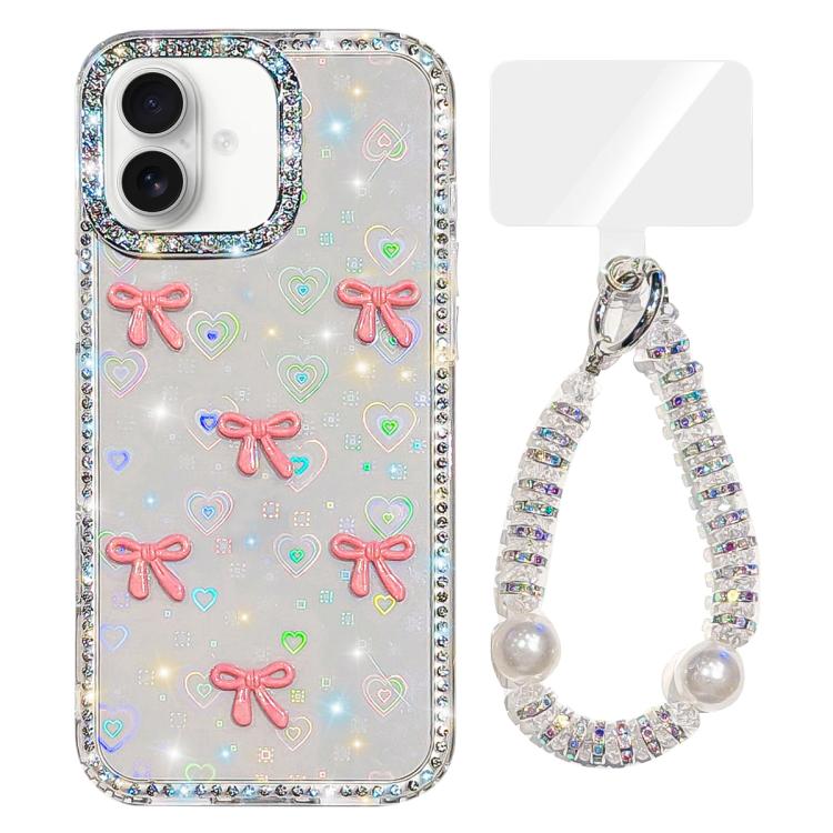 Sparkling IMD Colorful Bow Phone Case with Bracelet, For iPhone 17, For iPhone Air