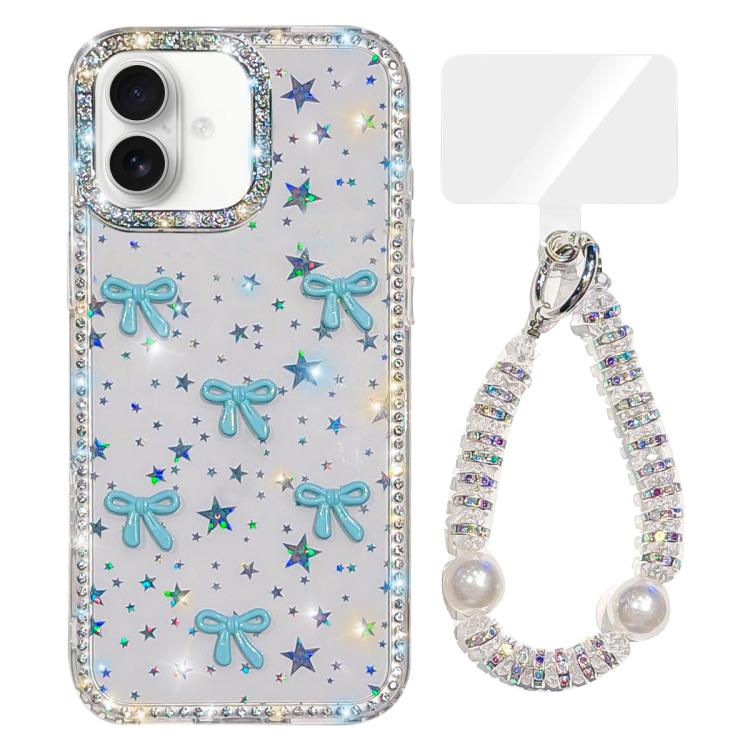 Sparkling IMD Colorful Bow Phone Case with Bracelet, For iPhone 17, For iPhone Air