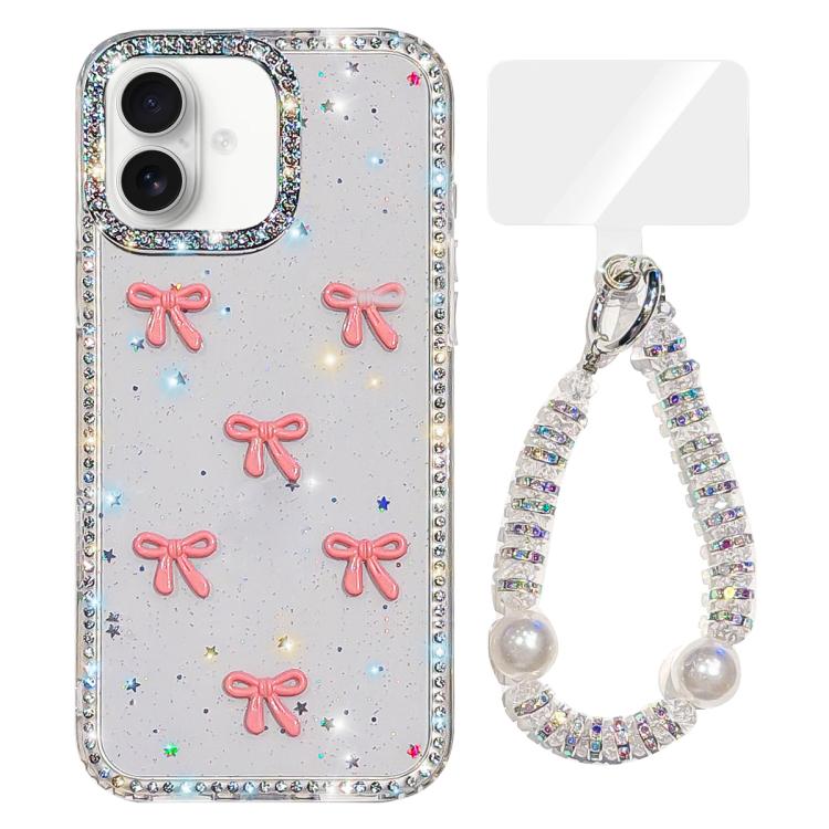 Sparkling IMD Colorful Bow Phone Case with Bracelet, For iPhone 17, For iPhone Air