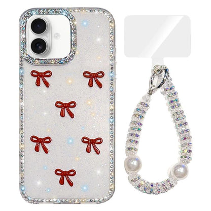 Sparkling IMD Colorful Bow Phone Case with Bracelet, For iPhone 17, For iPhone Air