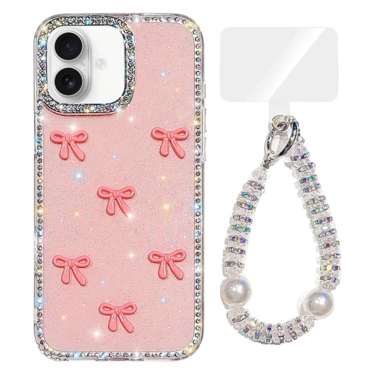 Sparkling IMD Colorful Bow Phone Case with Bracelet, For iPhone 17, For iPhone Air