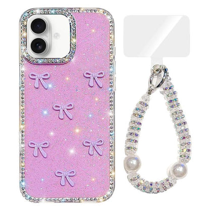 Sparkling IMD Colorful Bow Phone Case with Bracelet, For iPhone 17, For iPhone Air