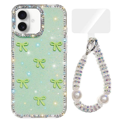 Sparkling IMD Colorful Bow Phone Case with Bracelet, For iPhone 17, For iPhone Air
