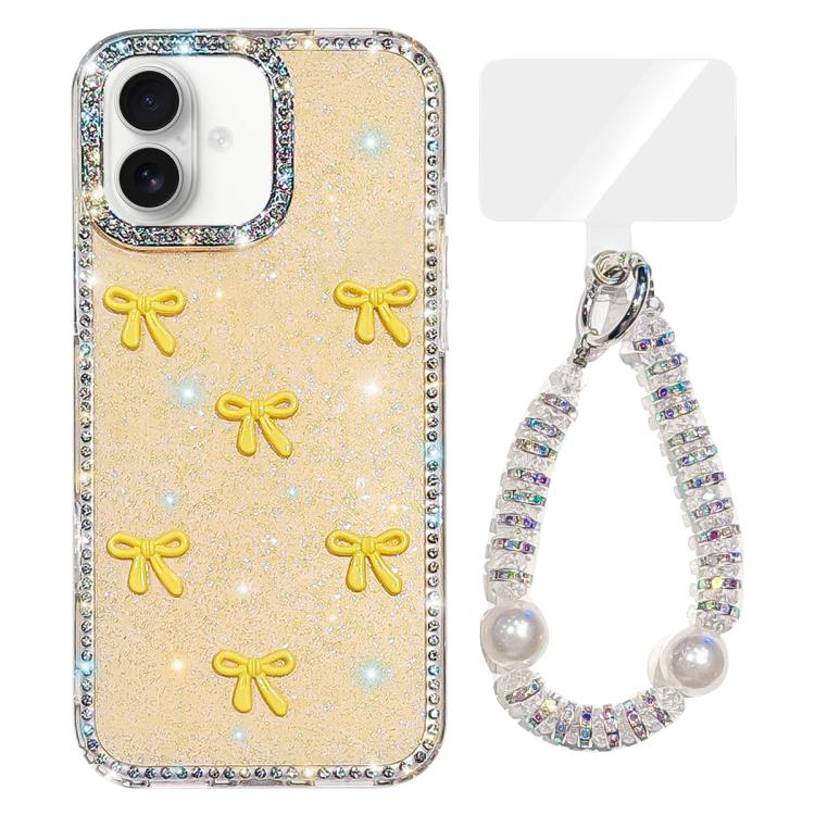 Sparkling IMD Colorful Bow Phone Case with Bracelet, For iPhone 17, For iPhone Air