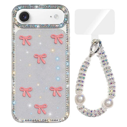 Sparkling IMD Colorful Bow Phone Case with Bracelet, For iPhone 17, For iPhone Air