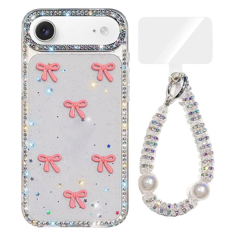 Sparkling IMD Colorful Bow Phone Case with Bracelet, For iPhone 17, For iPhone Air