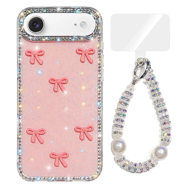 Sparkling IMD Colorful Bow Phone Case with Bracelet, For iPhone 17, For iPhone Air