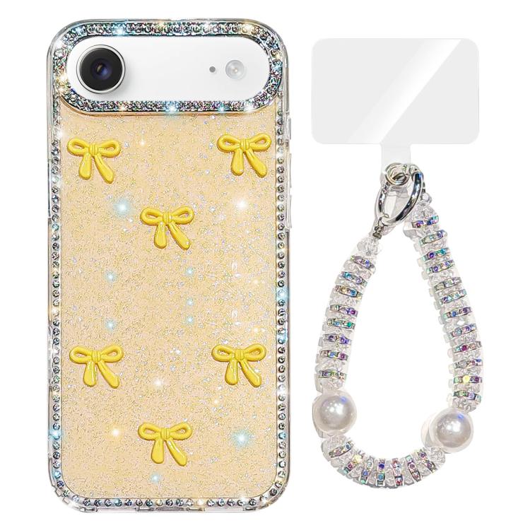 Sparkling IMD Colorful Bow Phone Case with Bracelet, For iPhone 17, For iPhone Air