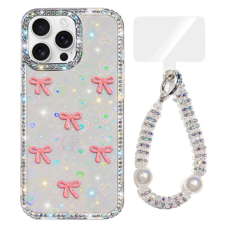 Sparkling IMD Colorful Bow Phone Case with Bracelet, For iPhone 13 Pro Max, For iPhone 13 Pro