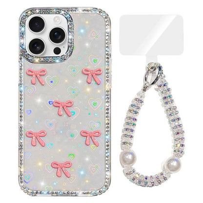 Sparkling IMD Colorful Bow Phone Case with Bracelet, For iPhone 13 Pro Max, For iPhone 13 Pro