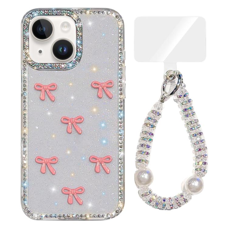 Sparkling IMD Colorful Bow Phone Case with Bracelet, For iPhone 13