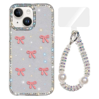 Sparkling IMD Colorful Bow Phone Case with Bracelet, For iPhone 13