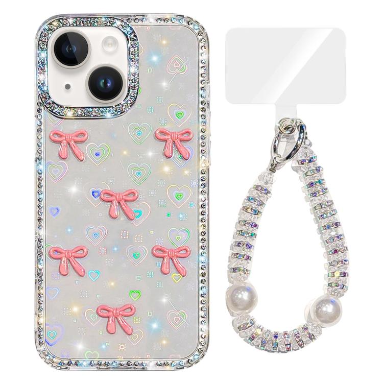 Sparkling IMD Colorful Bow Phone Case with Bracelet, For iPhone 13
