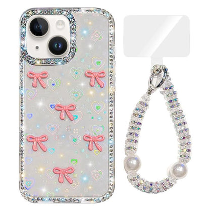 Sparkling IMD Colorful Bow Phone Case with Bracelet, For iPhone 13
