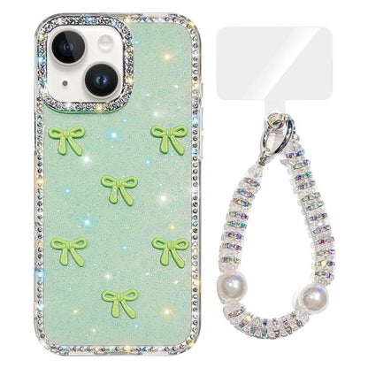 Sparkling IMD Colorful Bow Phone Case with Bracelet, For iPhone 13