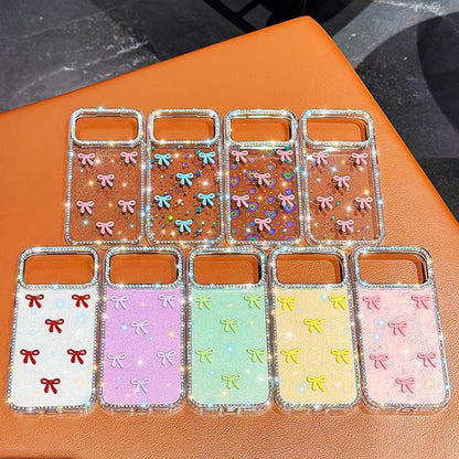 Sparkling IMD Colorful Bow Phone Case with Bracelet, For iPhone 16 Plus, For iPhone 16