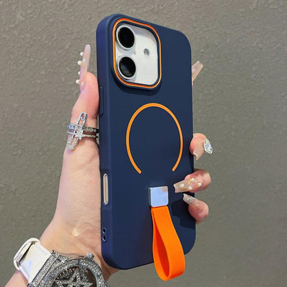 Skin-feel Magnetic TPU Phone Case with Silicone Strap, For iPhone 16 Pro Max, For iPhone 16 Pro, For iPhone 16 Plus, For iPhone 16