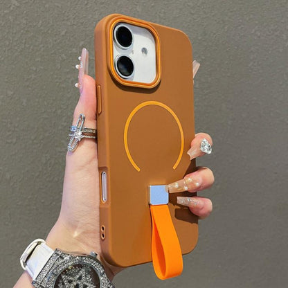 Skin-feel Magnetic TPU Phone Case with Silicone Strap, For iPhone 16 Pro Max, For iPhone 16 Pro, For iPhone 16 Plus, For iPhone 16