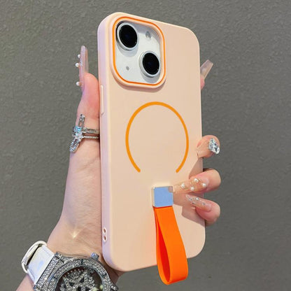 Skin-feel Magnetic TPU Phone Case with Silicone Strap, For iPhone 14 Plus, For iPhone 14, For iPhone 14 Pro, For iPhone 14 Pro Max
