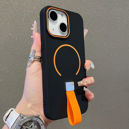 Skin-feel Magnetic TPU Phone Case with Silicone Strap, For iPhone 13 Pro Max, For iPhone 13 Pro, For iPhone 13, For iPhone 12 / 12 Pro