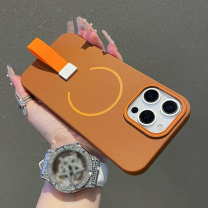 Skin-feel Magnetic TPU Phone Case with Silicone Strap, For iPhone 14 Plus, For iPhone 14, For iPhone 14 Pro, For iPhone 14 Pro Max