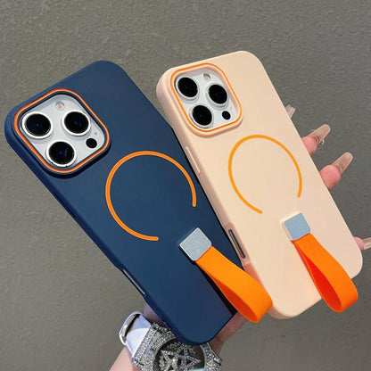 Skin-feel Magnetic TPU Phone Case with Silicone Strap, For iPhone 14 Plus, For iPhone 14, For iPhone 14 Pro, For iPhone 14 Pro Max
