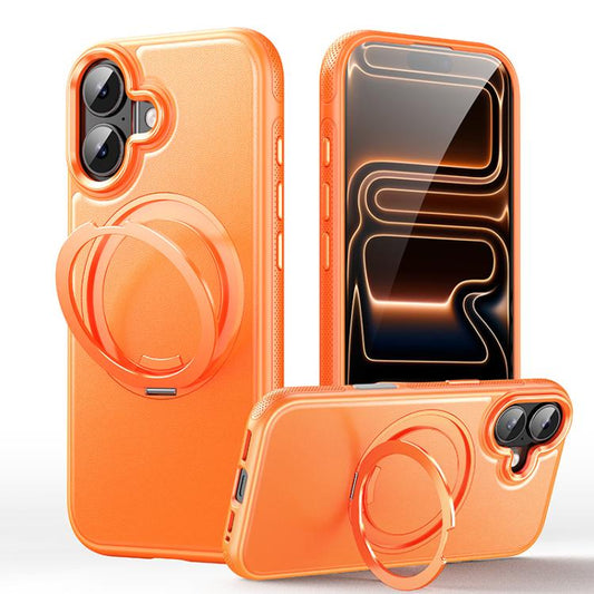 Leather Texture 360 Degrees Rotating Magnetic Holder Phone Case, For iPhone 16 Plus, For iPhone 16