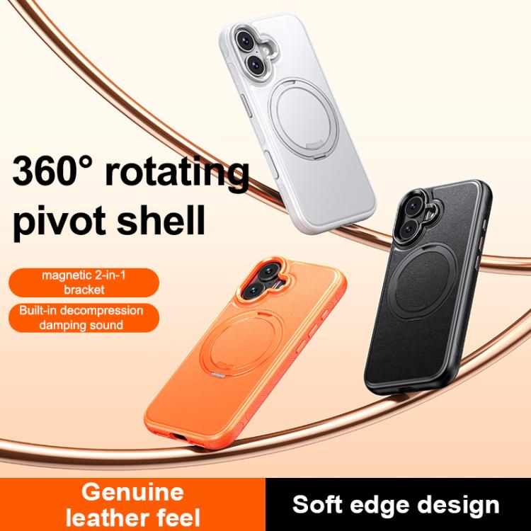 Leather Texture 360 Degrees Rotating Magnetic Holder Phone Case, For iPhone 16 Plus, For iPhone 16