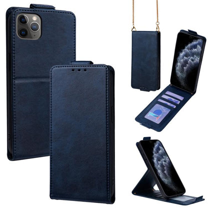 Vertical Flip Cover Solid Color Vegan Leather Phone Case with Crossbody Chain, For iPhone 11 Pro Max, For iPhone 11, For iPhone 11 Pro