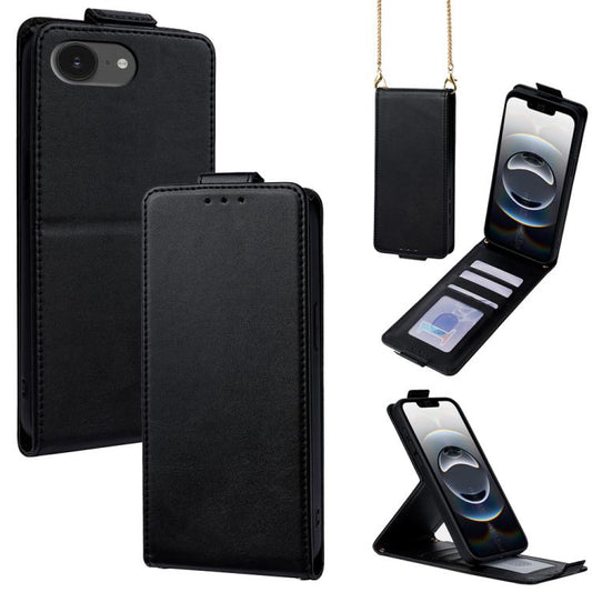 Vertical Flip Cover Solid Color Vegan Leather Phone Case with Crossbody Chain, For iPhone 17e / 16e, For iPhone 17 Pro Max, For iPhone 17 Pro, For iPhone 17, For iPhone Air, For iPhone 16 Pro Max