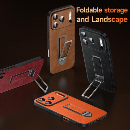 SULADA Wristband Hidden Metal Holder Faux Leather Phone Case, For iPhone 17 Pro Max, For iPhone 17 Pro, For iPhone 17, For iPhone 16 Pro Max, For iPhone 16 Pro, For iPhone 16