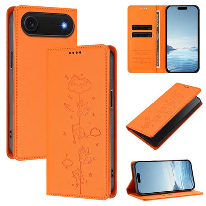 Cute Cats Embossed Magnetic RFID Vegan Leather Phone Case, For iPhone Air, For iPhone 16 Pro Max