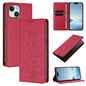 Cute Cats Embossed Magnetic RFID Vegan Leather Phone Case, For iPhone 15, For iPhone 14 Plus