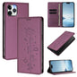 Cute Cats Embossed Magnetic RFID Vegan Leather Phone Case, For iPhone 12 / 12 Pro, For iPhone 11 Pro Max