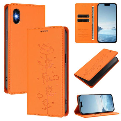 Cute Cats Embossed Magnetic RFID Vegan Leather Phone Case, For iPhone XS Max, For iPhone 8 Plus / 7 Plus