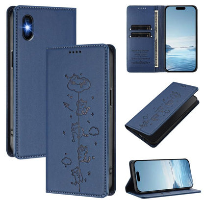 Cute Cats Embossed Magnetic RFID Vegan Leather Phone Case, For iPhone XS Max, For iPhone 8 Plus / 7 Plus