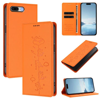 Cute Cats Embossed Magnetic RFID Vegan Leather Phone Case, For iPhone XS Max, For iPhone 8 Plus / 7 Plus