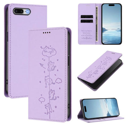 Cute Cats Embossed Magnetic RFID Vegan Leather Phone Case, For iPhone XS Max, For iPhone 8 Plus / 7 Plus