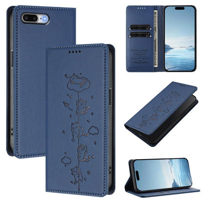 Cute Cats Embossed Magnetic RFID Vegan Leather Phone Case, For iPhone XS Max, For iPhone 8 Plus / 7 Plus